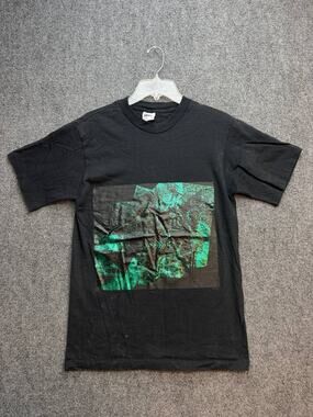 Vintage Anvil Abstract Art Graphic T-Shirt Black Made in USA Size S